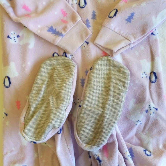 oshkosh b'gosh winter fleece zipper footie sleeper pajamas 4T toddler girls - Picture 3 of 5